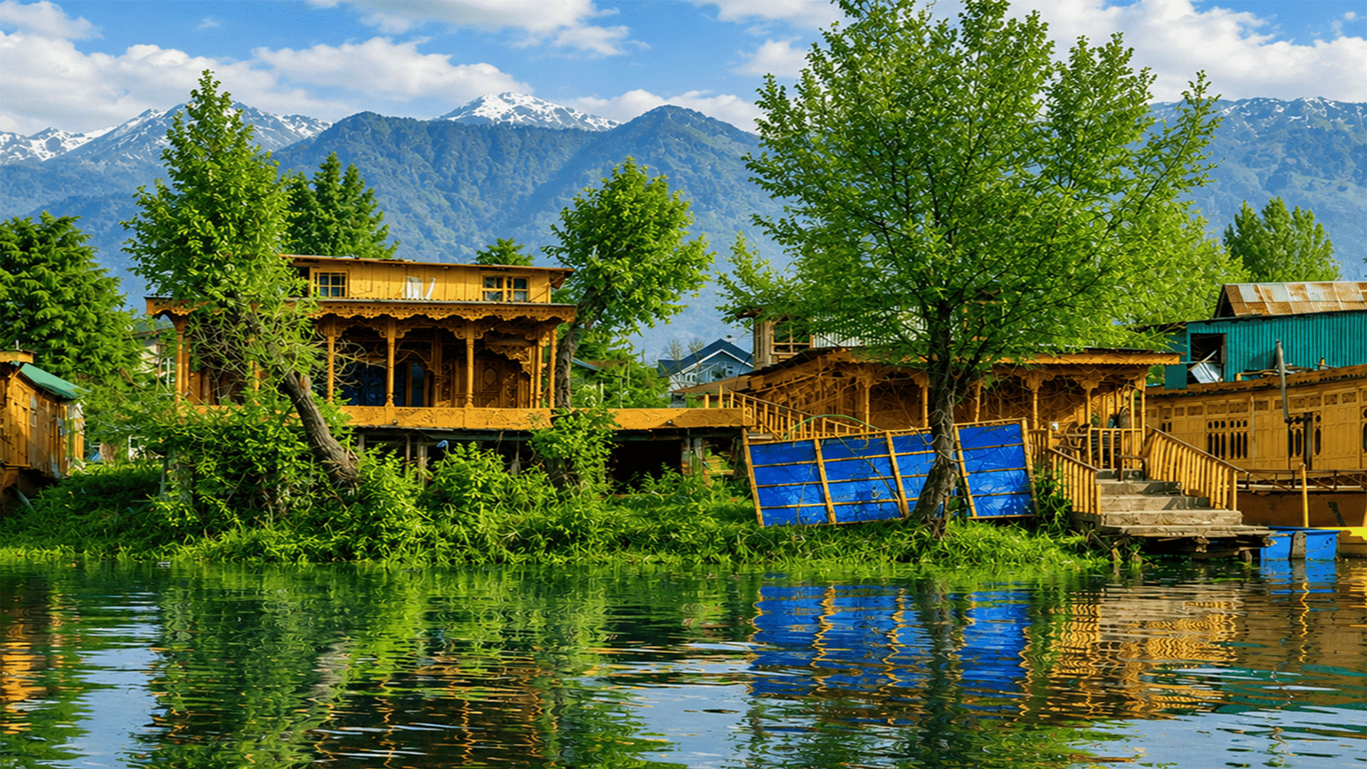 Shikara boat gliding on Nigeen Lake
